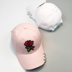 Women Baseball caps Summer flower girl Rose Snapback Hip Hop Flat Hat female cotton blend casquette Gorras Casual Cap embroider