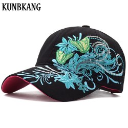 Women Fashion Flower Butterfly Baseball Cap Woman Embroidery Cotton Snapback Hat Bone Casquette Female Summer Casual Hip Hop Cap