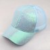 Women Girl Ponytail Baseball Cap Sequins Shiny Messy Bun Snapback Hat Ladies Sports Caps Summer Mesh Hat Female Hip Hop Caps