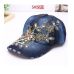 Women's Baseball Cap Diamond Painting Embroidery Flower Denim Snapback Hats Jeans Woman Female Cap Cowboy Summer Sun Hat