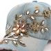 Women's Baseball Cap Diamond Painting Embroidery Flower Denim Snapback Hats Jeans Woman Female Cap Cowboy Summer Sun Hat