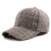 Women's Vintage Tweed Outfit Baseball Cap Plaid Pattern Curved Brim Adjustable Buckle Khaki Grey