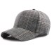 Women's Vintage Tweed Outfit Baseball Cap Plaid Pattern Curved Brim Adjustable Buckle Khaki Grey