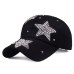 [YARBUU] new brand baseball caps high quality Rhinestone cap with three stars Snapback Casquette hat for women Lady solid color