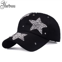 [YARBUU] new brand baseball caps high quality Rhinestone cap with three stars Snapback Casquette hat for women Lady solid color