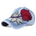 [YARBUU]Brand denim Baseball Cap with red Rose women casual snapback hat new fashion solid jeans caps summer sun lady girl hats