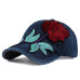 [YARBUU]Brand denim Baseball Cap with red Rose women casual snapback hat new fashion solid jeans caps summer sun lady girl hats