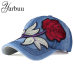 [YARBUU]Brand denim Baseball Cap with red Rose women casual snapback hat new fashion solid jeans caps summer sun lady girl hats