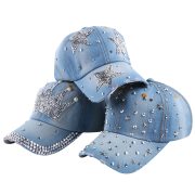 new style girl women woman beautiful crown shaped outdoor casual denim luxury fitted baseball caps rhinestone snapback hats