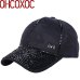 women cap hat new design women luxury rhinestone casual fashion baseball cap solid jet white pink adjustable size casual caps