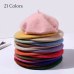 100% Pure Wool Beret Hat for Women Fashion British Style Solid Color Winter Beret Hats Women Flat Cap Girl Felt Berets