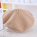 2018 winter Cheap 100% Wool Solid Color Beret Caps Female Bonnet Women caps Lady Painter All Matched Warm Walking Hat Wholesale