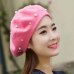 2019 Vintage Wool Pearl Beret Cap Women French Hat Streetwear Fashion Beading Baret Caps Boina Elegant Ladies Solid Painter Hats