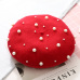 2019 Vintage Wool Pearl Beret Cap Women French Hat Streetwear Fashion Beading Baret Caps Boina Elegant Ladies Solid Painter Hats