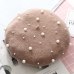 2019  Wool Women Winter berets Luxury pearl rivet Vintage Cashmere Female Warm Vogue beret Hats Girls Flat cap beret for women