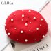 2019  Wool Women Winter berets Luxury pearl rivet Vintage Cashmere Female Warm Vogue beret Hats Girls Flat cap beret for women