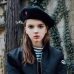 Autumn Winter Vintage Black Cute Heart Embroidery Beret Women Artist Cap Ladies Wool Hat Headwear Berets