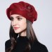 Bonnet Femme Women Beret Cotton Wool Brand New Knitted Fashion Flower Autumn 2019 Winter Hats For Women Caps  #MZ741