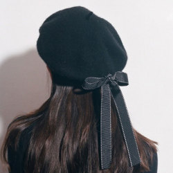 Fasion Women Soft Bow Elegant Berets Winter Warm Hat