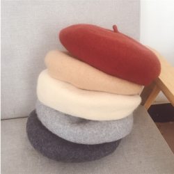 Hot Sell 2018 Cheap Fashion New Women Wool Solid Color Beret Female Bonnet Caps Winter All Matched Warm Walking Hat Cap 17 Color