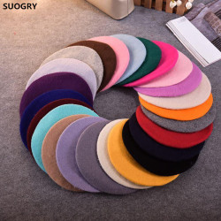 Hot Sell 2018 Cheap Fashion New Women Wool Solid Color Beret Female Bonnet Caps Winter All Matched Warm Walking Hat Cap 20 Color