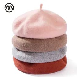 Lady spring Winter Berets Hat Painter style hat Women Wool Vintage Berets Solid Color Caps Female Bonnet Warm Walking Cap