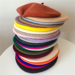 New Felt Wool Solid Color Beret Caps Female Bonnet Women caps Lady Painter All Matched Warm Artist Hat Wholesale