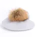 New painter beret outdoor artist hats autumn and winter new warm knit caps solid color fashion raccoon fur pom-pom vintage beret