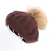 New painter beret outdoor artist hats autumn and winter new warm knit caps solid color fashion raccoon fur pom-pom vintage beret