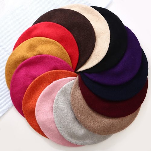 Trendy Charm Solid Color Winter Warm Wool Women Beret French Artist Beanie Hat Cap For Female Fashion Accessory Lady Gifts