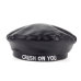 VORON 2017 New Casual ladies artificial leather berets letters embroidery PU fashion hat fixed adult winter solid color warm hat