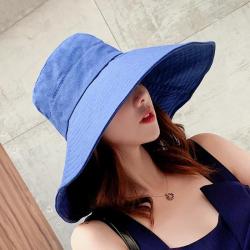 BINGYUANHAOXUAN 2019 New Lady Summer Beach Wide Brim Fisherman Hat Women Fashion Cotton Linen Big Bowknot Plain Bucket Hat