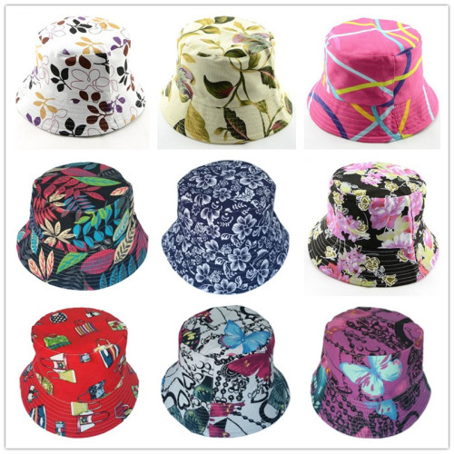 Bnaturalwell Retail new women floral Sun Hat Flower Canvas Bucket Hat Summer Beach SunHat Girls caps 1pc WH001D