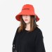 Fashion personality female ribbon letter basin cap Autumn and winter new flat top big brim bucket hats