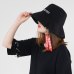 Fashion personality female ribbon letter basin cap Autumn and winter new flat top big brim bucket hats