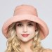 Lady Summer Beach Wide Brim Fisherman Hat Women Fashion Cotton and Linen Big Bowknot Plain Bucket Hat