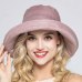 Lady Summer Beach Wide Brim Fisherman Hat Women Fashion Cotton and Linen Big Bowknot Plain Bucket Hat