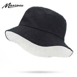 Solid Colors Black White Bucket Hats Women Men Outdoor Bucket Cap Women Hat Unisex Hip Hop Caps Double-sided Fishing Hat