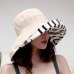 Stripe Women Cotton Bowknot Cap Flat Top Fisherman Hats Girls Wide Brim Fashion Tourism Visor Foldable Bucket for Sun hat