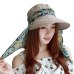 Summer Outdoor Riding Anti-UV Sun Hat Women Beach Foldable Sunscreen Floral Print Caps Neck Face Wide Brim For Ladies