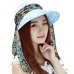 Summer Outdoor Riding Anti-UV Sun Hat Women Beach Foldable Sunscreen Floral Print Caps Neck Face Wide Brim For Ladies