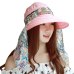 Summer Outdoor Riding Anti-UV Sun Hat Women Beach Foldable Sunscreen Floral Print Caps Neck Face Wide Brim For Ladies