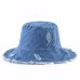 Summer Washed Denim Sun Hat Women Fashion Tassel Floppy Cap Ladies Wide Brim Beach Bucket Hats Female Cotton foldable Chapeu