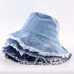 Summer Washed Denim Sun Hat Women Fashion Tassel Floppy Cap Ladies Wide Brim Beach Bucket Hats Female Cotton foldable Chapeu