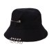 Unisex Iron Ring Bucket Hat Spring Summer Girl Boy Fisherman Hip hop Sun Hat Female Male Folding Outdoor Travel Cool Solid Cap