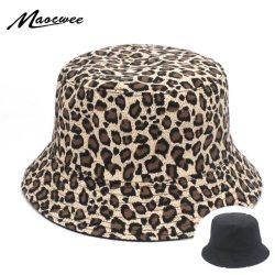 Women Leopard Print Bucket Comfortable Breathe Foldable Men Beach Flat Top Sun Fishing Hat high quality Flat Panama Hat Street