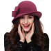 Women party formal headwear lady winter fashion asymmetric bowknot 100% wool felt hats