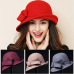 Women party formal headwear lady winter fashion asymmetric bowknot 100% wool felt hats