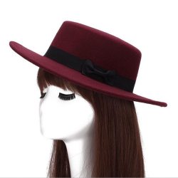 2016 Autumn Winter Mens Hats Fedoras Vintage Women Girls Felt Fedoras Flat Top Jazz Hat Church Hats Bucket Hat Chapeau