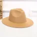 2018 Autumn Winter Womens Felt Hat Fedoras Big Brim Hats For Women British Style Vintage Church Hats Lady Flat Brim Fedoras